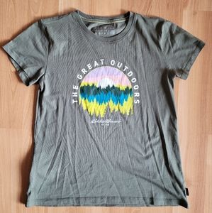 Eddie Bauer The Great Outdoors mountain Tee shirt, Green, XS‎ x small green